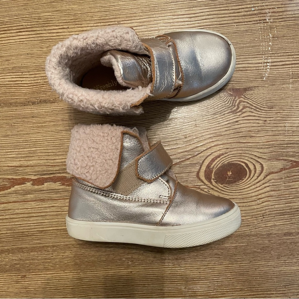 Freshly Picked Silver and Pink Boots with Metallic Finish